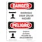 Signmission OSHA Danger, Overhead Door Crush Hazard Bilingual, 7in X 5in Decal, 5" W, 7" L, Bilingual Spanish OS-DS-D-57-VS-1720 - alternate 1